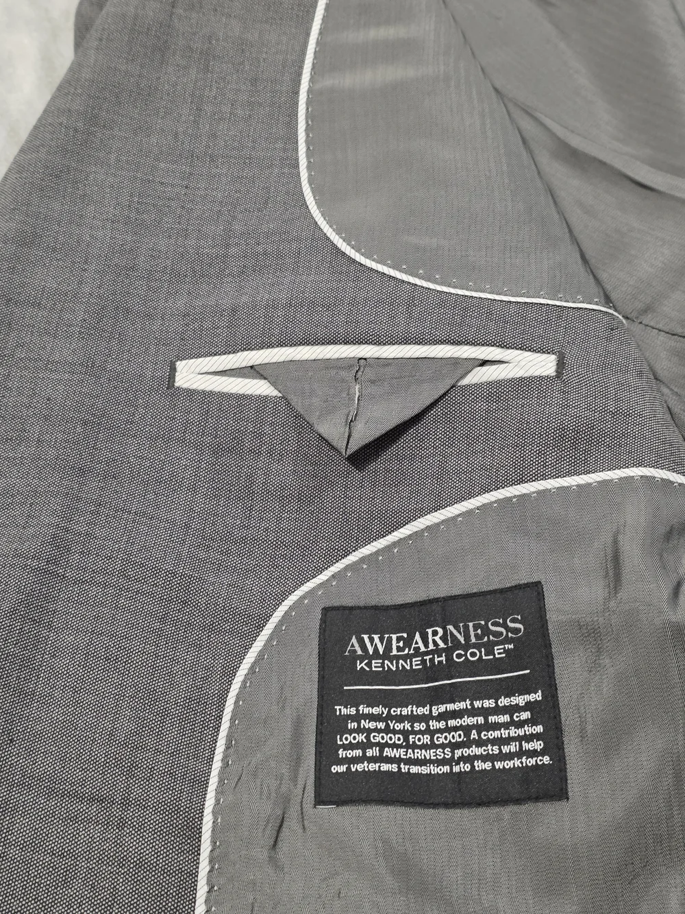 46R Men's Kenneth Cole Awearness Blazer Gray Wool 2 Button Sport Coat
